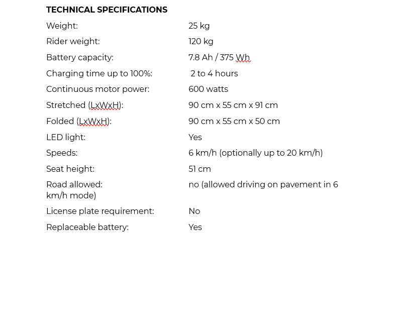 Technical specifications